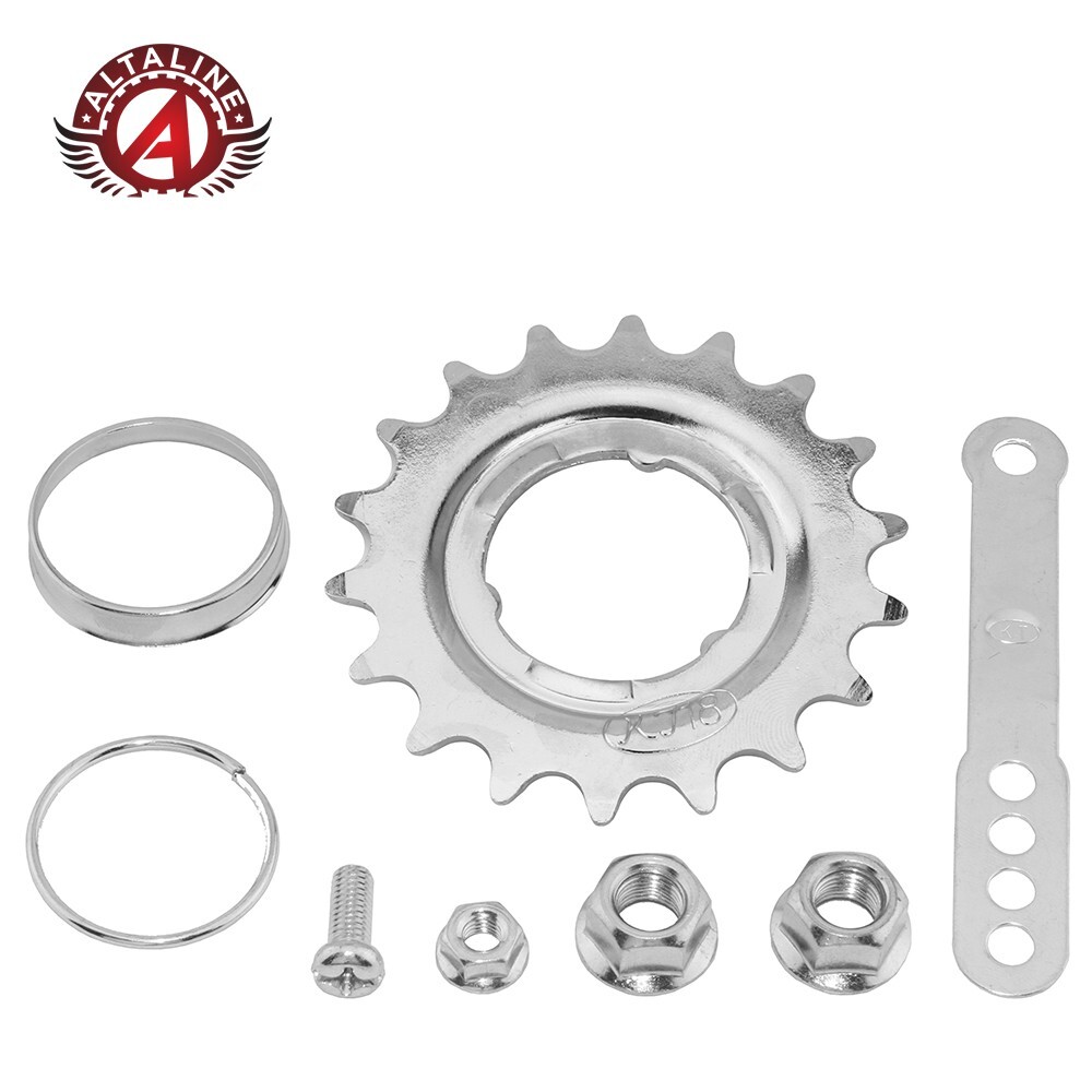 ALTA BICYCLE 18 TEETH COASTER STEEL HUB TRIM KIT CHROME COMPLETE Nut,Bolt, & Arm