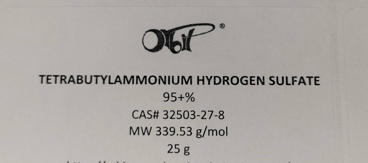 Tetrabutylammonium Hydrogen Sulfate (25 g) 95+% [CAS# 32503-27-8] TBAHS QUAT PTC