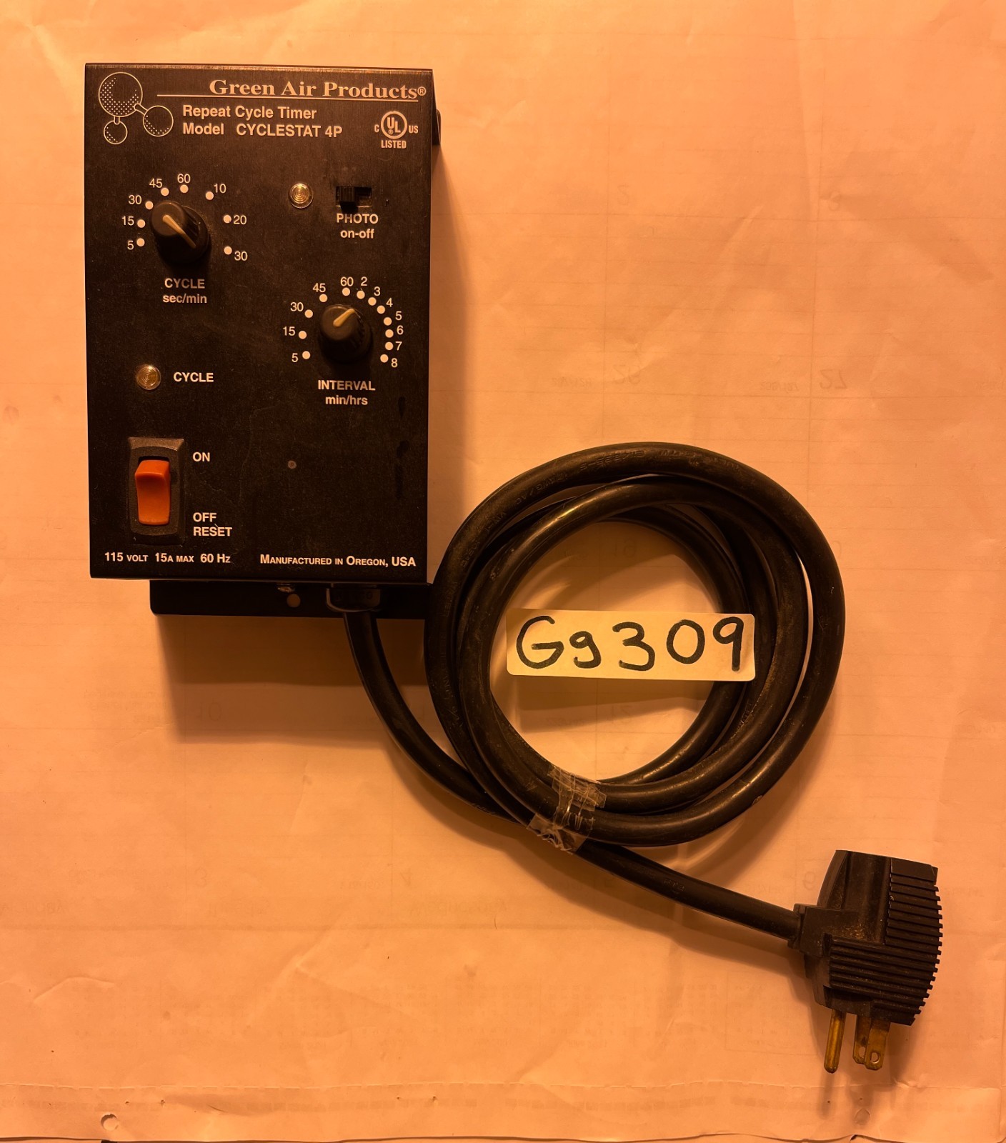 GREEN AIR PRODUCTS REPEAT CYCLE TIMER MODEL CYCLESTAT 4P GROW CONTROLLER TENT PR