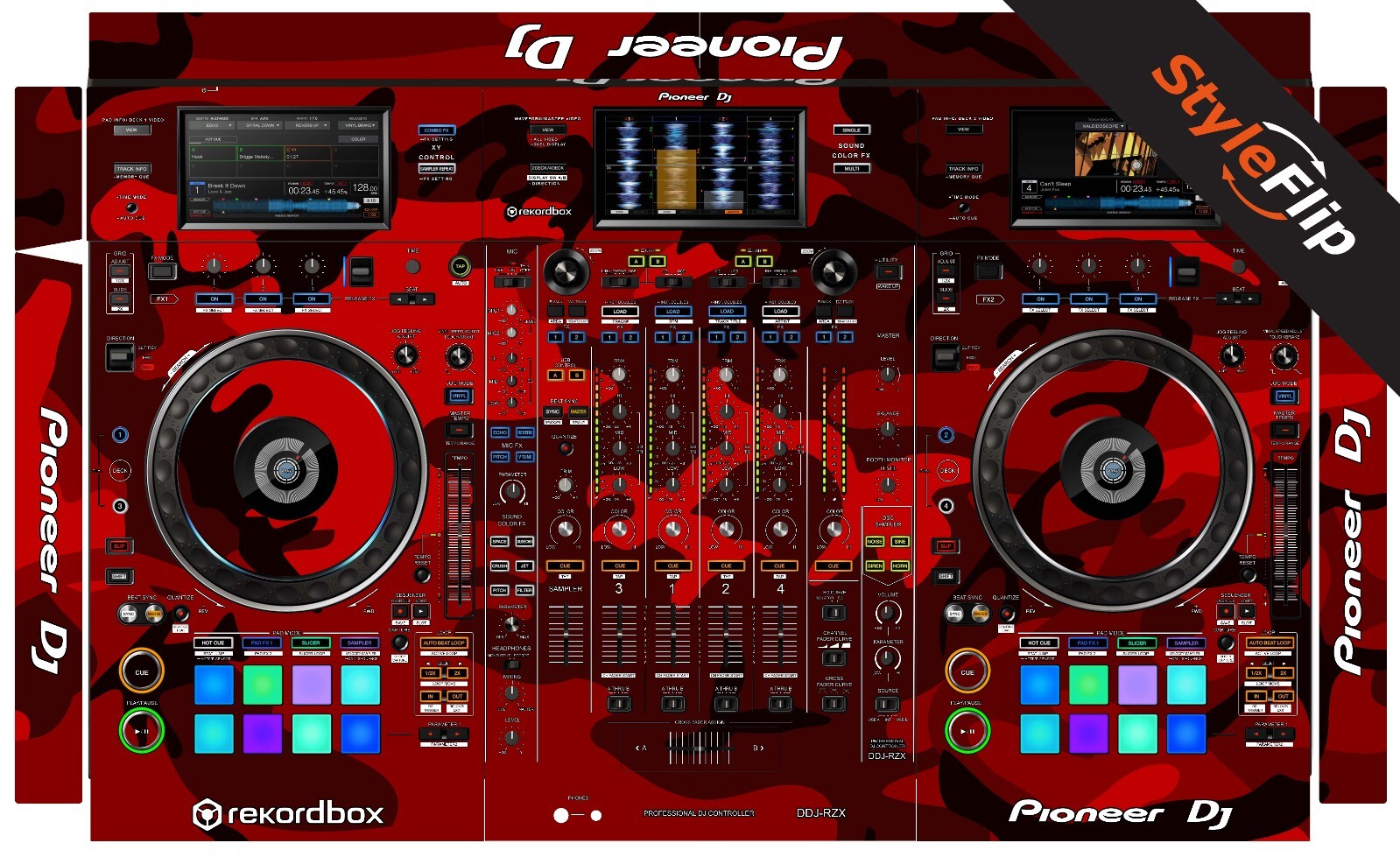Pioneer DDJ-RZX | Red Camo | Protective Decal | StyleFlip Skins