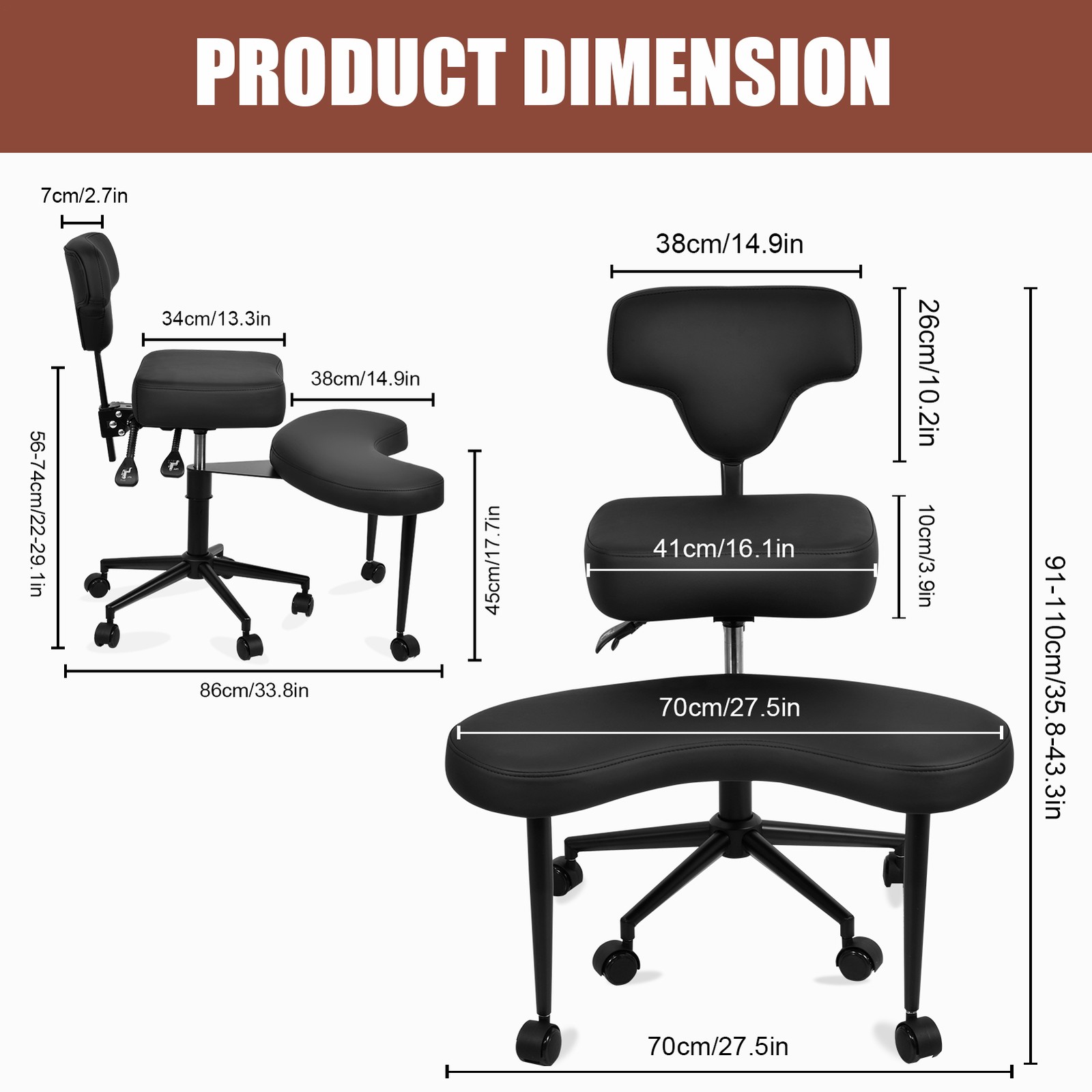 Meditation Chair, ADHD Chair, Cross Legged Office Chair with Wheels New