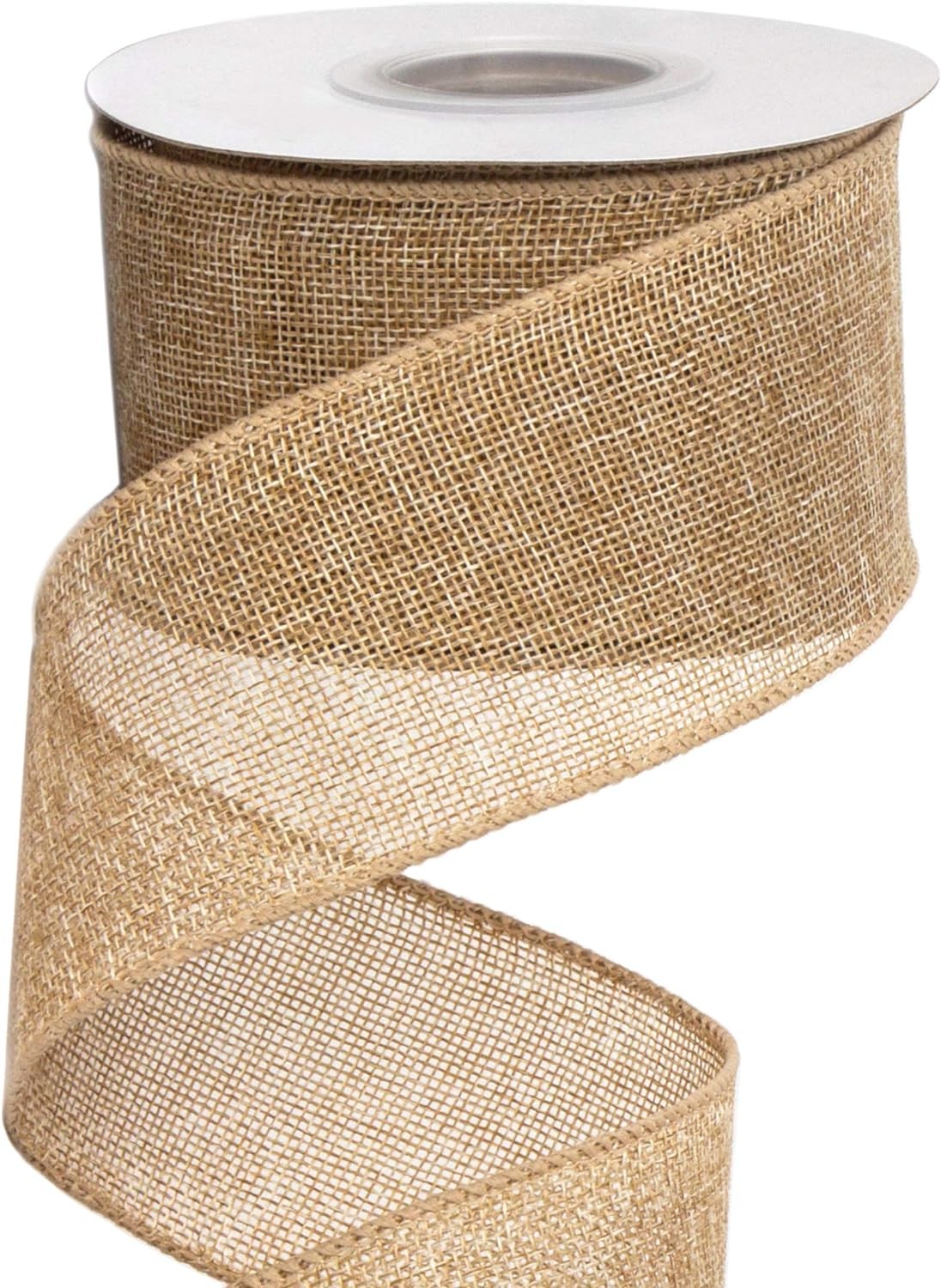 Ribbli Burlap Wired Ribbon,2-1/2 Inch x 10 Yard,Natural,Solid Natural