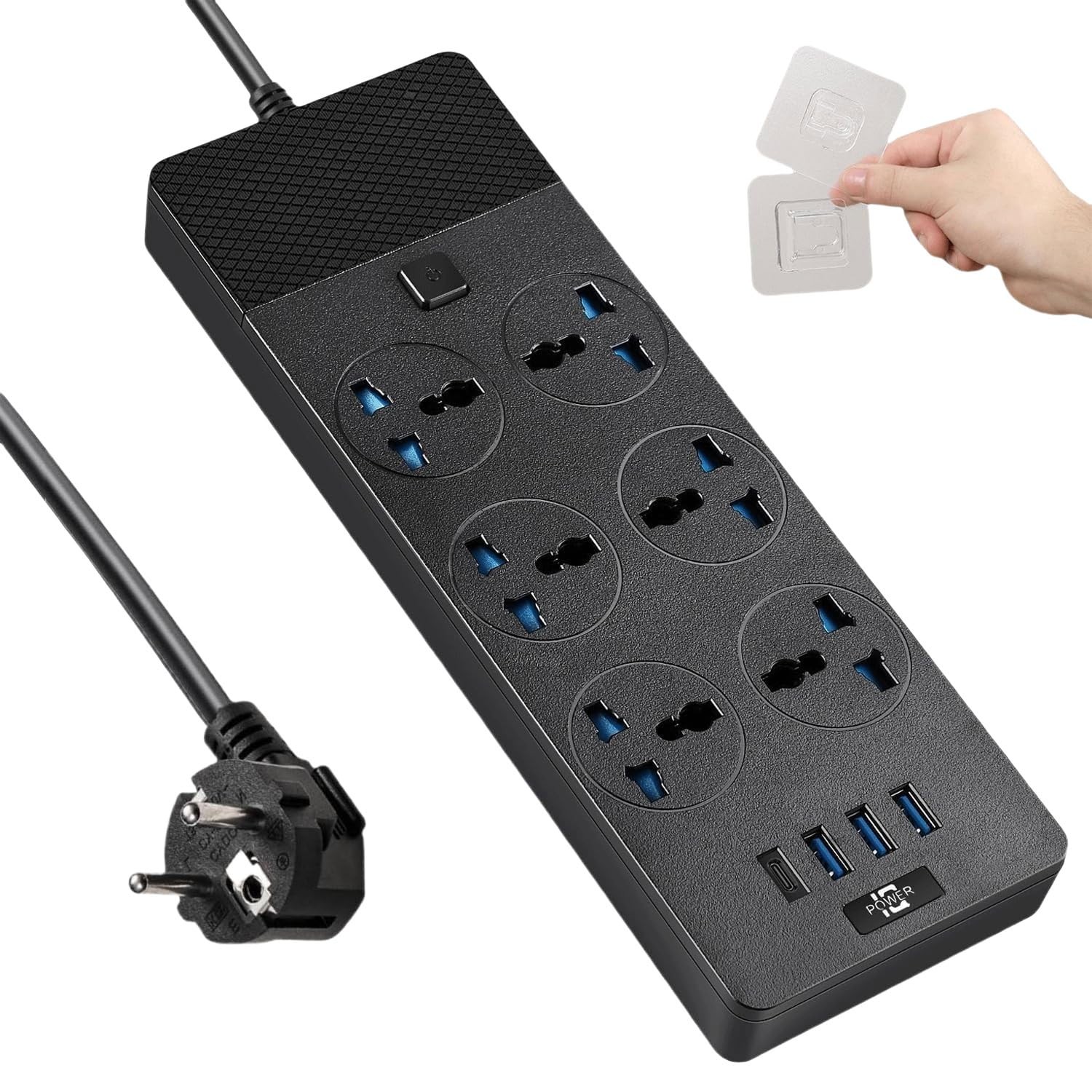 European Travel Plug Adapter, Jumpso Universal Power Strip with 6 AC Outlets ...
