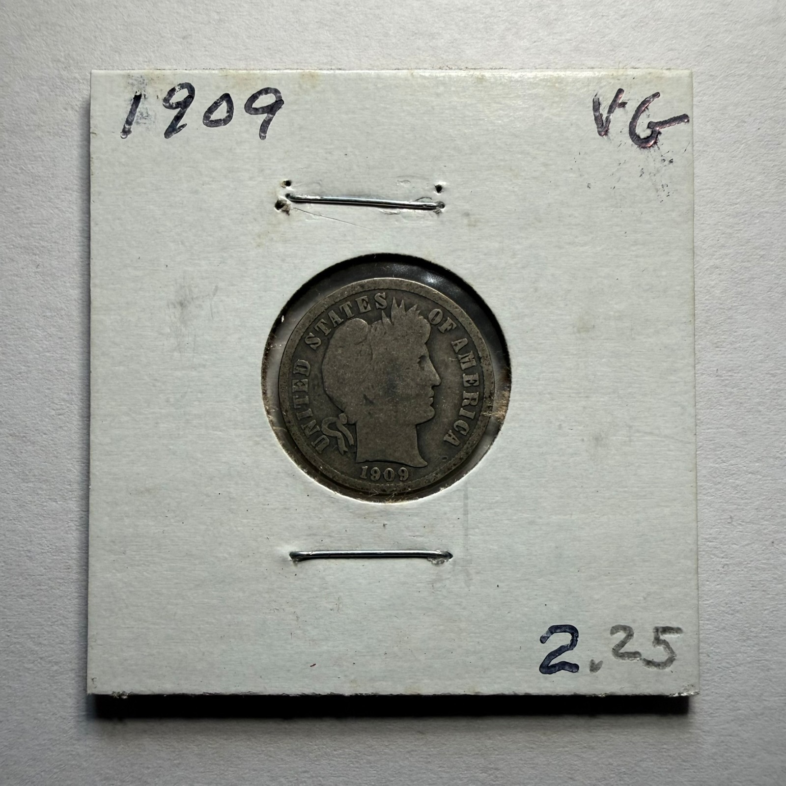 1909-P Barber Dime 10C SILVER - Very Good (VG)