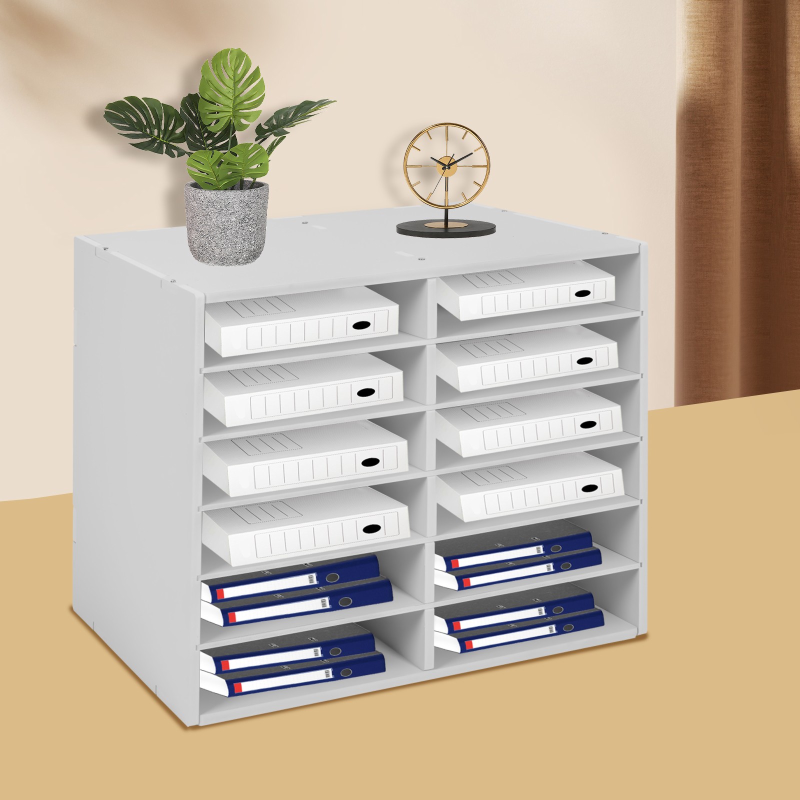 12-Compartment Literature Organizer – Durable File Sorter with Modern Design