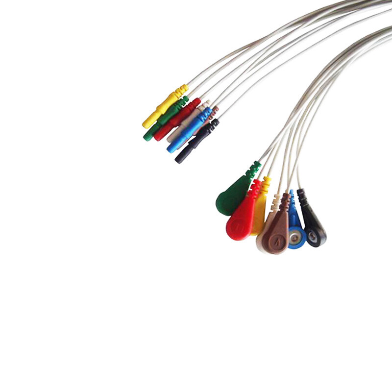 Unviersal DIN 1.5mm ECG/EKG Holter Cable Lead/TPU Cable snap 7-lead 3ft