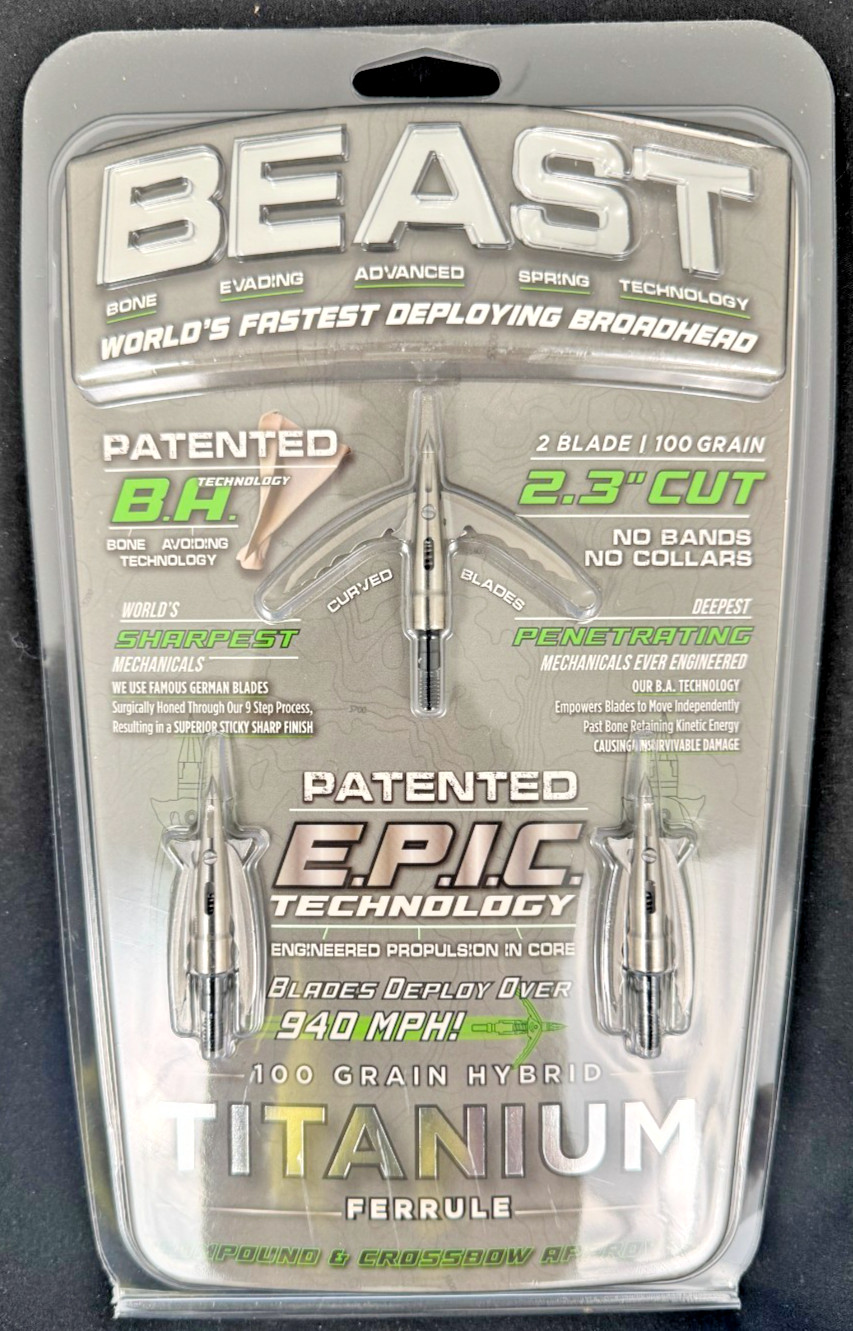 Bowmar Beast Titanium Hybrid Broadheads 2.3 Inch 100 Grain 3 Pack - NEW