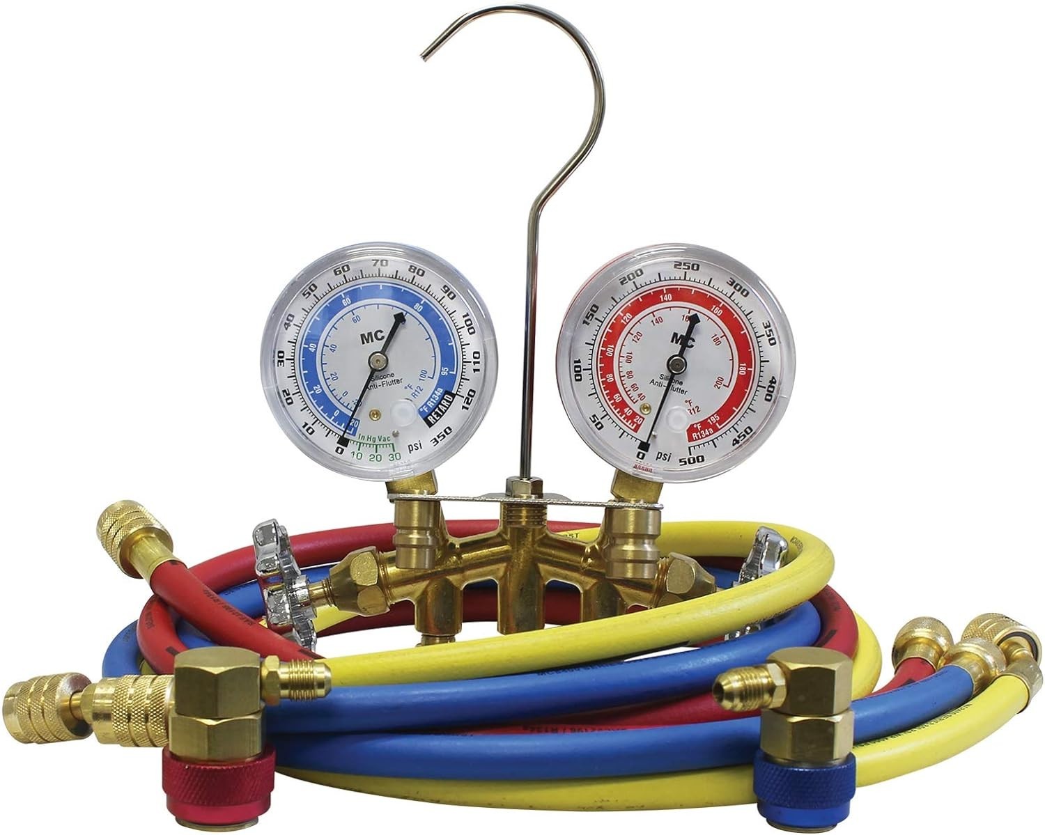 Mastercool 66661 R134A Brass Manifold Set, 60" Hoses for R134a - U.S. Assembled