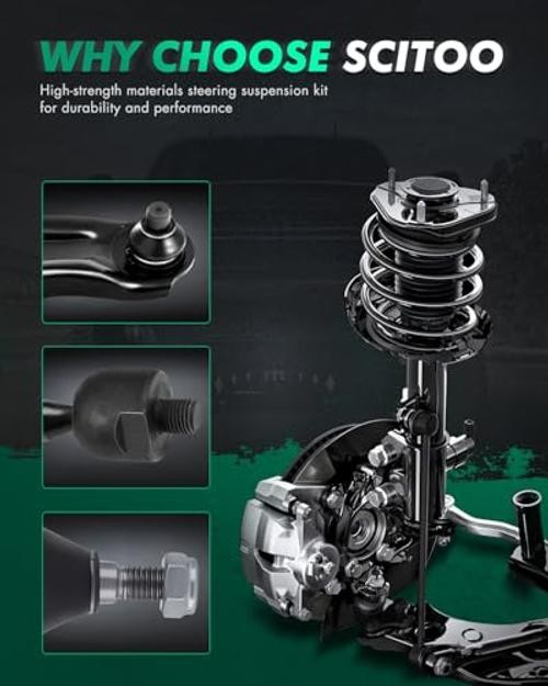 12pcs Suspension Kit 2 Upper Control Arm 2 Lower Ball Joint 2 Outer Tie Rod 2