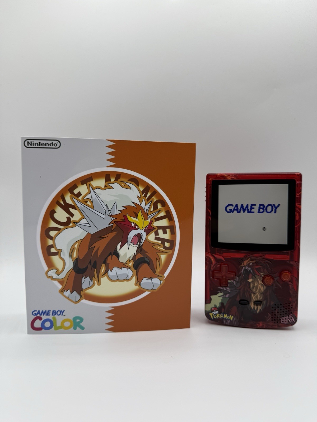 Custom Entei USB C Rechargeable Nintendo Gameboy Color W/ Matching Box Pokémon