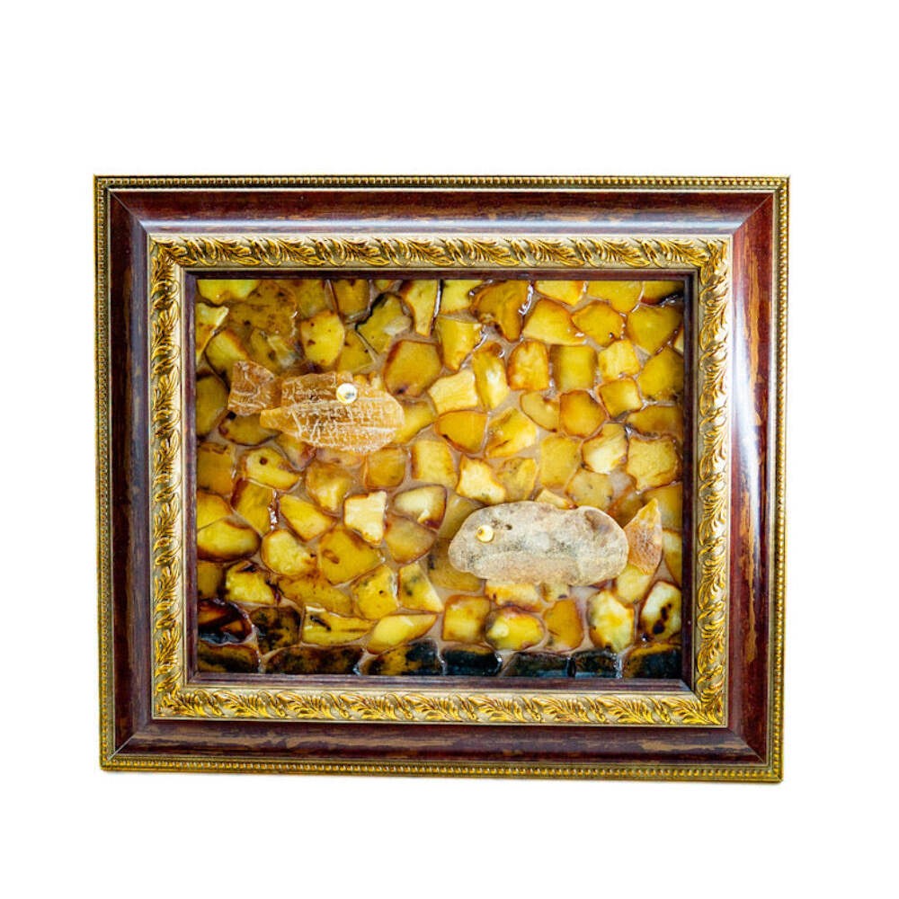 Amber Wall Art Fish | Handmade Baltic Amber Picture by KIZIMA USA