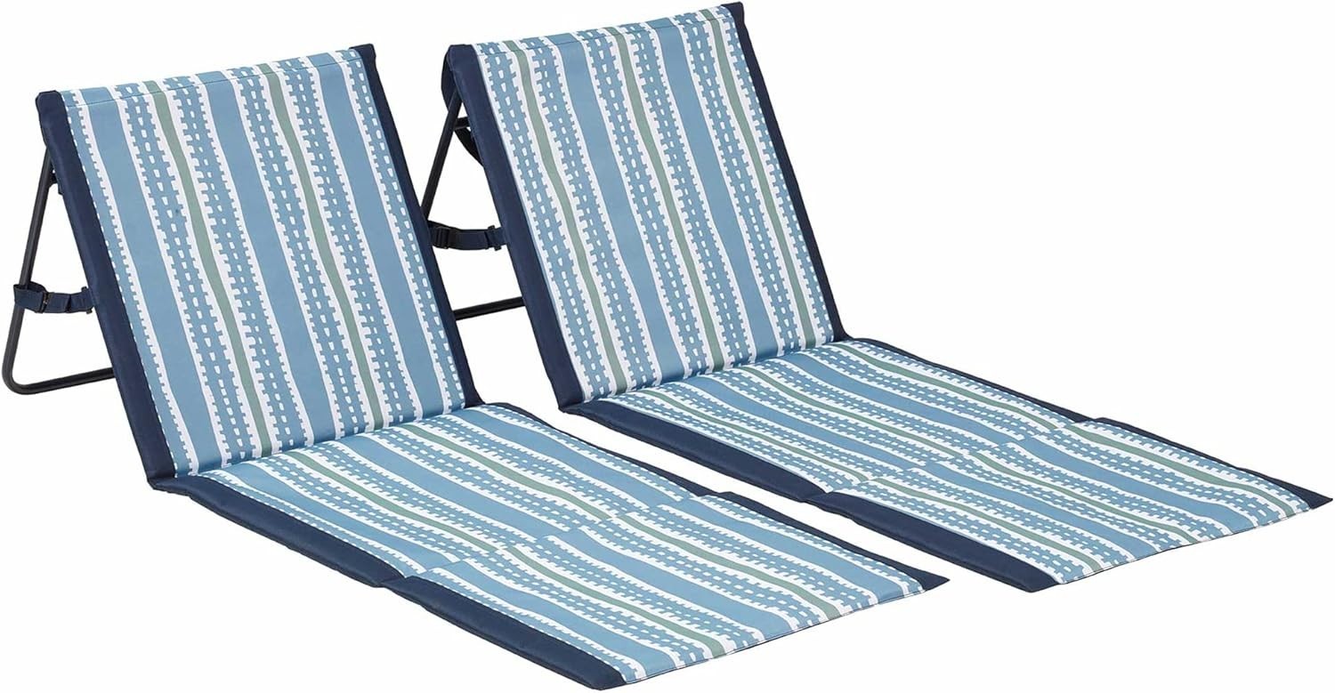Lightspeed 2PK Lounger Mud Stripes Blue Camping Beach Chairs NEW Sealed