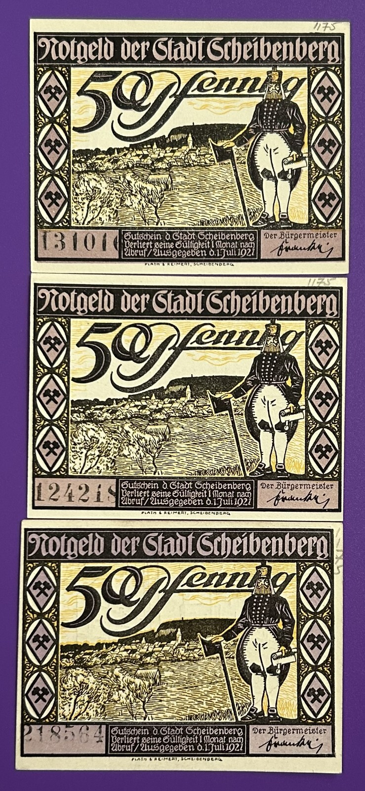 Germany.  Notgeld.  6 х 50 pf   Scheibenberg  1921