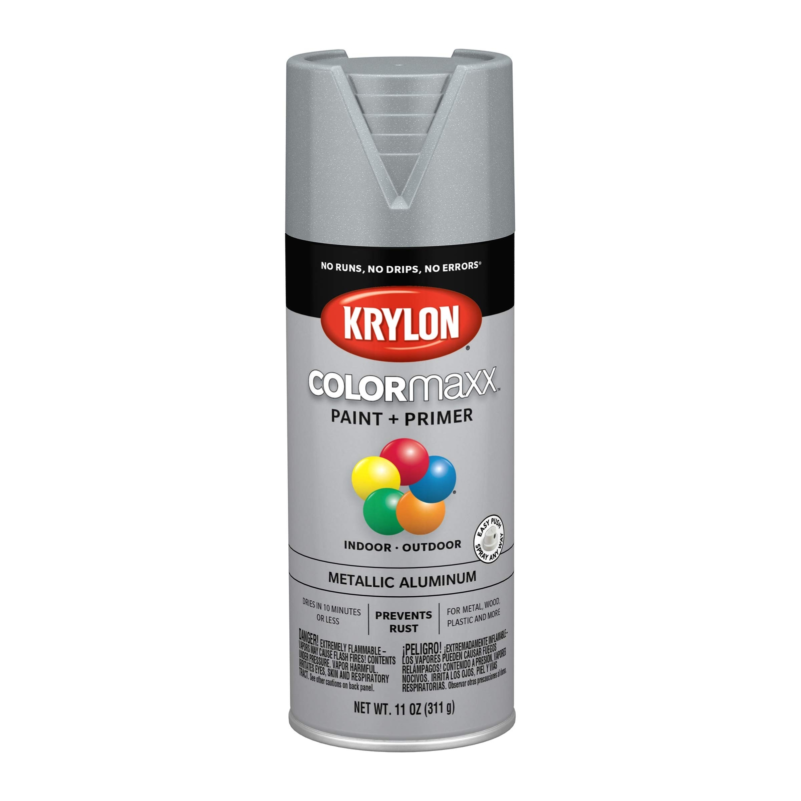 Krylon COLORmaxx Metallic Aluminum Spray Paint and Primer 11 oz Indoor Outdoor