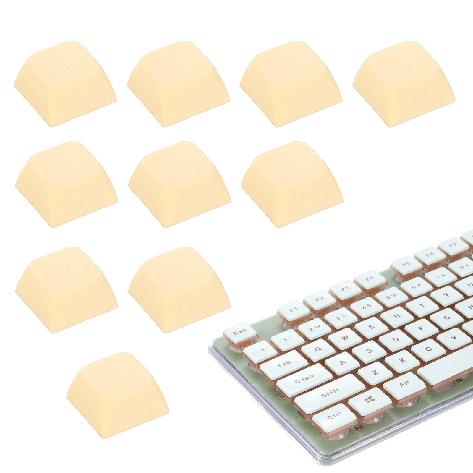 10Pcs XDA Profile Keycap Set PBT Mechanical Numeric Keypads, Light Yellow