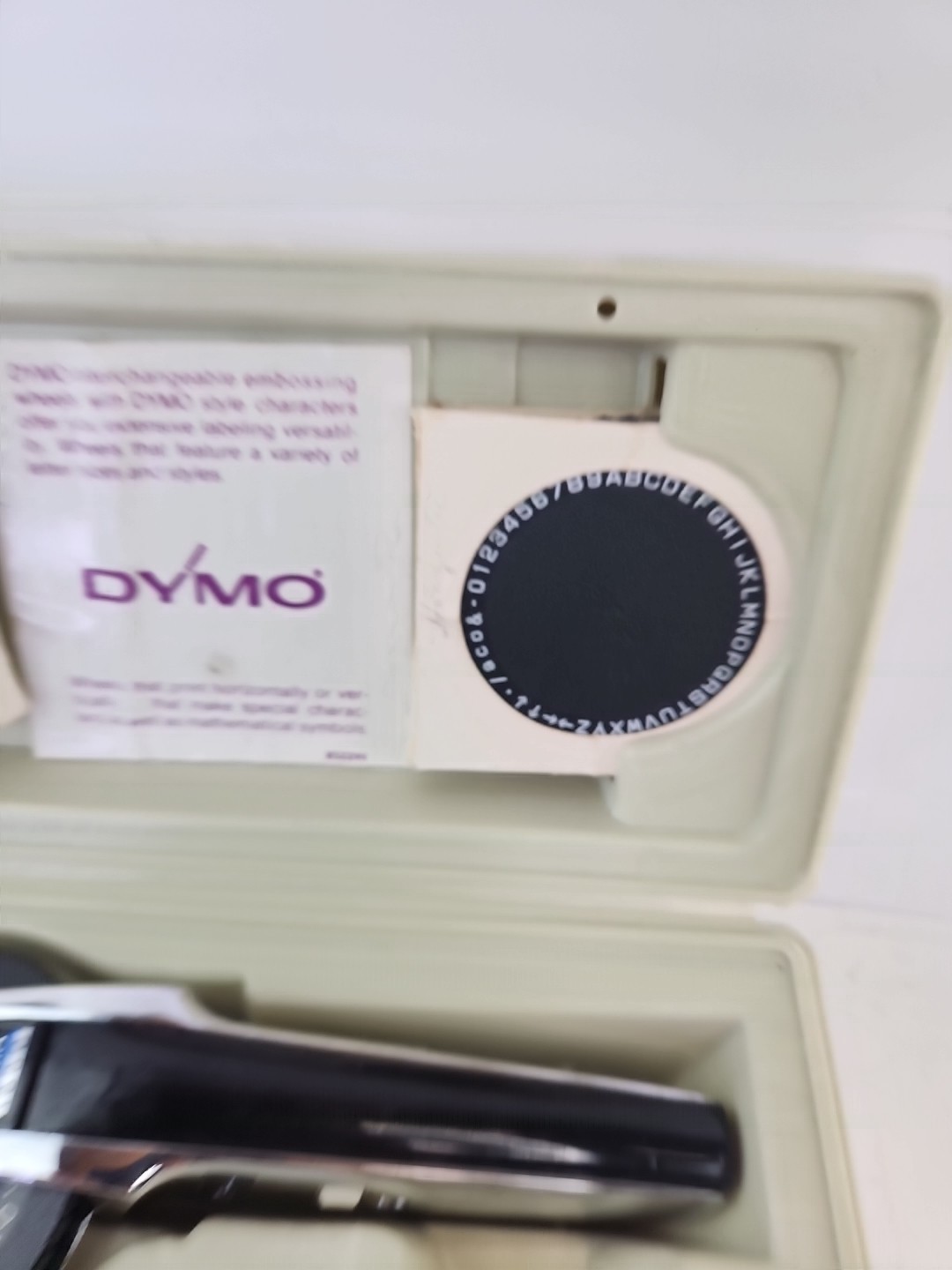 Vintage Dymo 1550 Handheld Label Maker with Case, Embossing Wheels