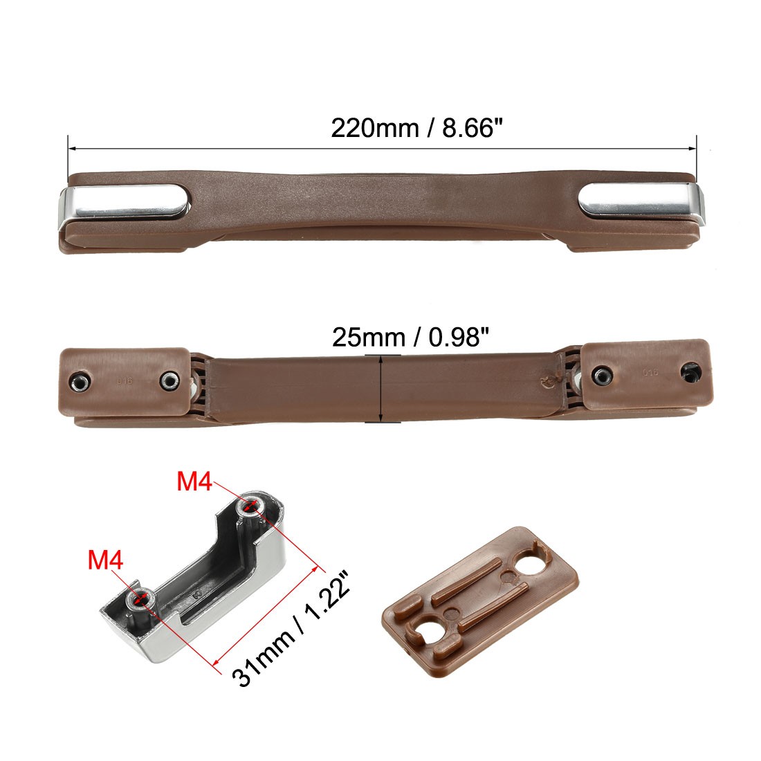 2Pcs Luggage Handle 220mm Long Strap Grip Replacement for Suitcase Case Brown