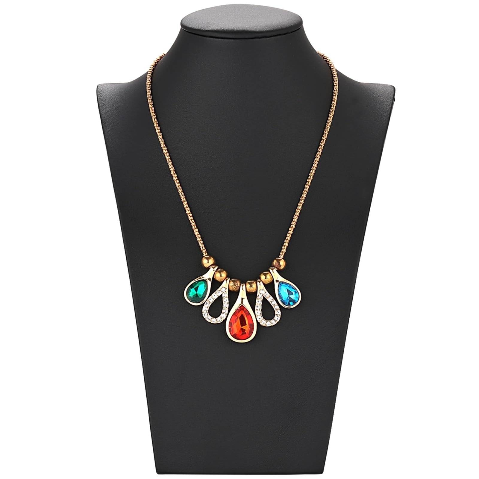 Polmart Necklace Bust Jewelry Display Stand Black Leatherette Necklace Pendant C