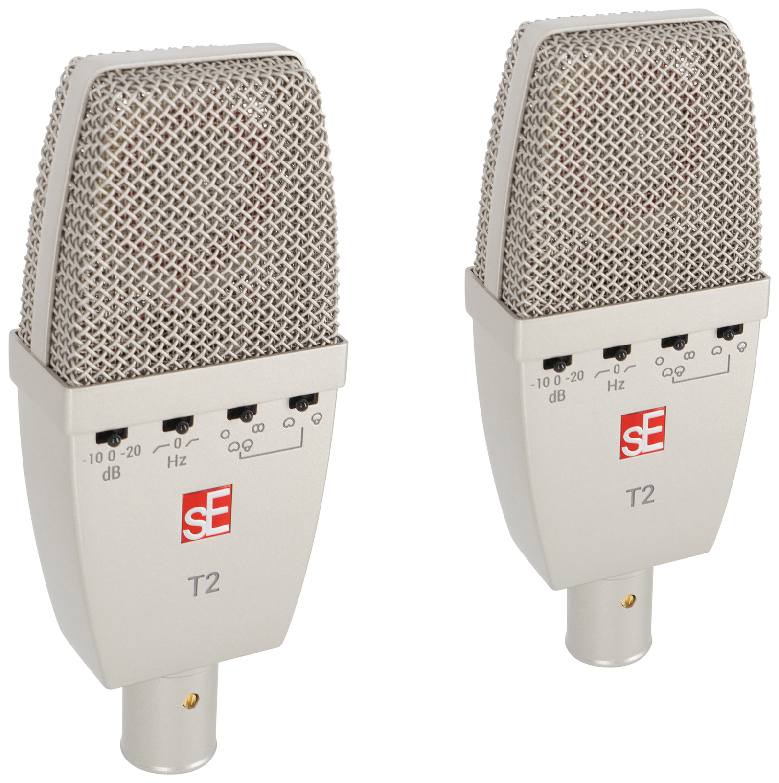 2) Se Electronics T2 Studio Recording Microphones w/Titanium Capsules+Mount+Case