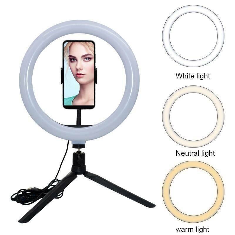 10 Inch Selfie Ring Light with Tripod Stand Phone Holder 3 Lighting Beauty LED