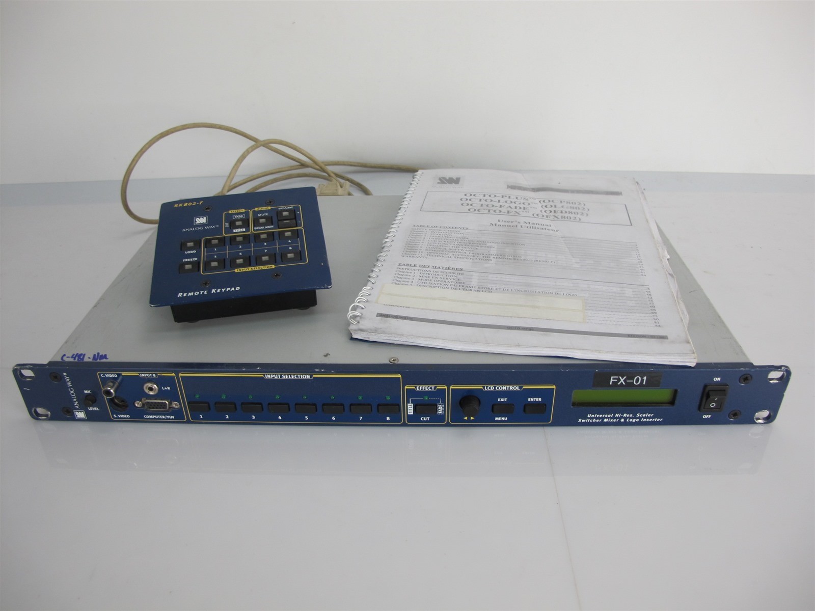 Analog Way Octo-FX OFX802 Hi-Res Scaler Switcher Mixer Logo-Inserter w/Remote