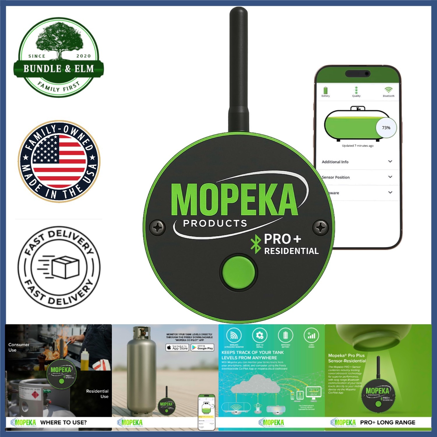 Long Range Wireless Ultrasonic Propane Tank Monitor with Bluetooth Connectivity
