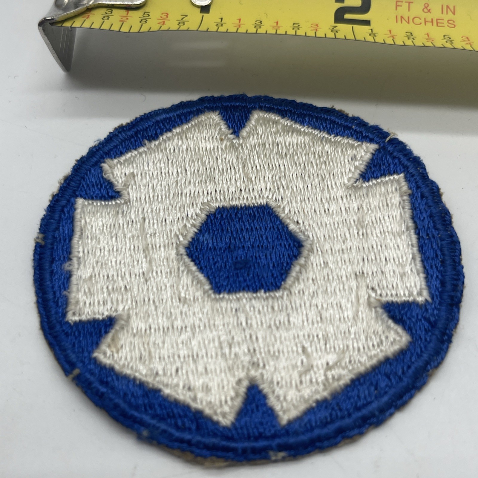 U.S. Military 6th Service Command Patch Insignia ~2” Round Blue White Cut