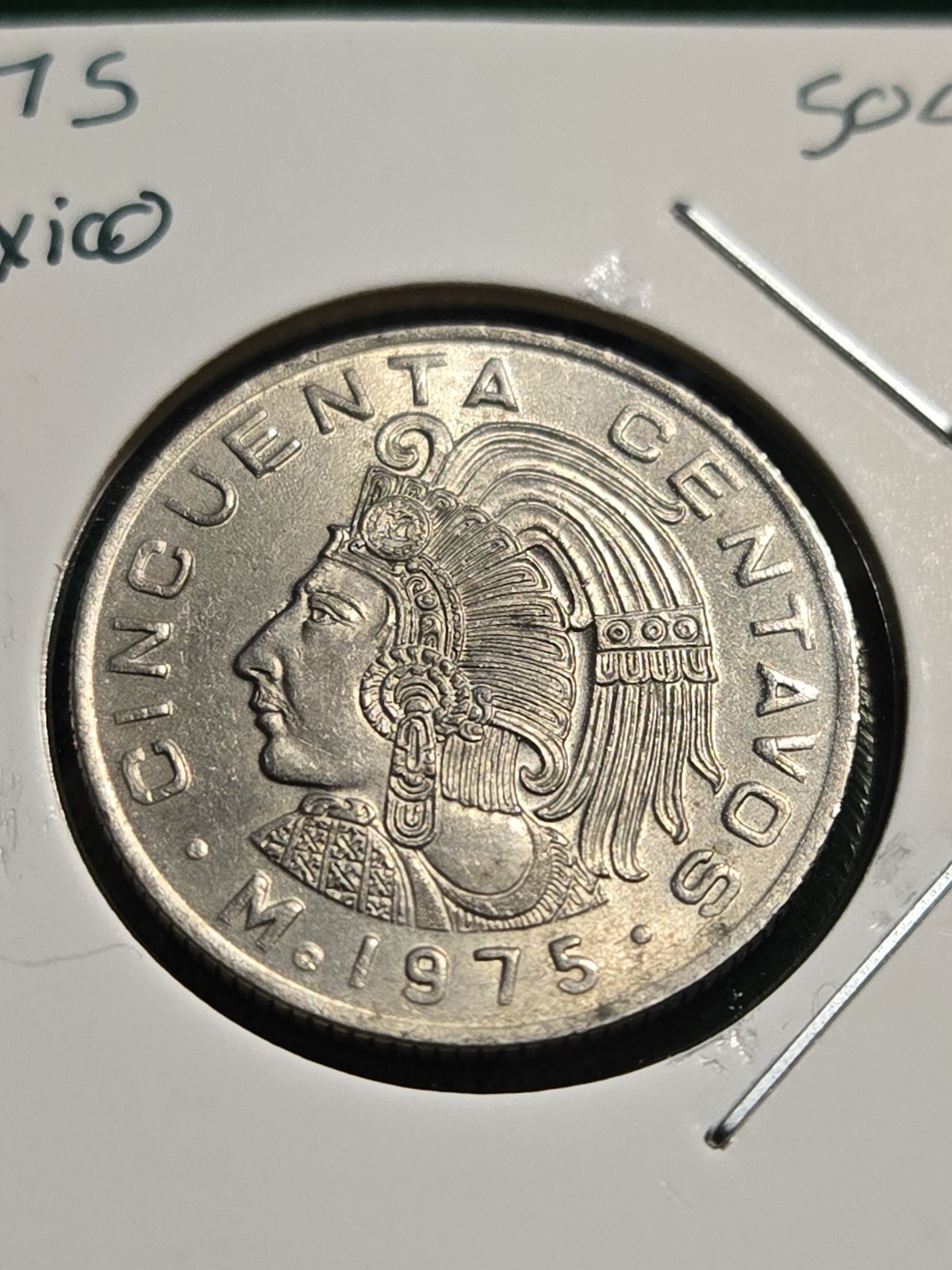 GEM BU Mexico 1975 50 CENTAVOS Coin Aztec Emperor Cuauhtemoc