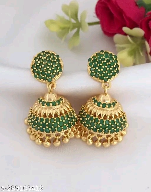 Kundan Jhumka Earrings Indian Gold Plated Bollywood Style Jewelry Set