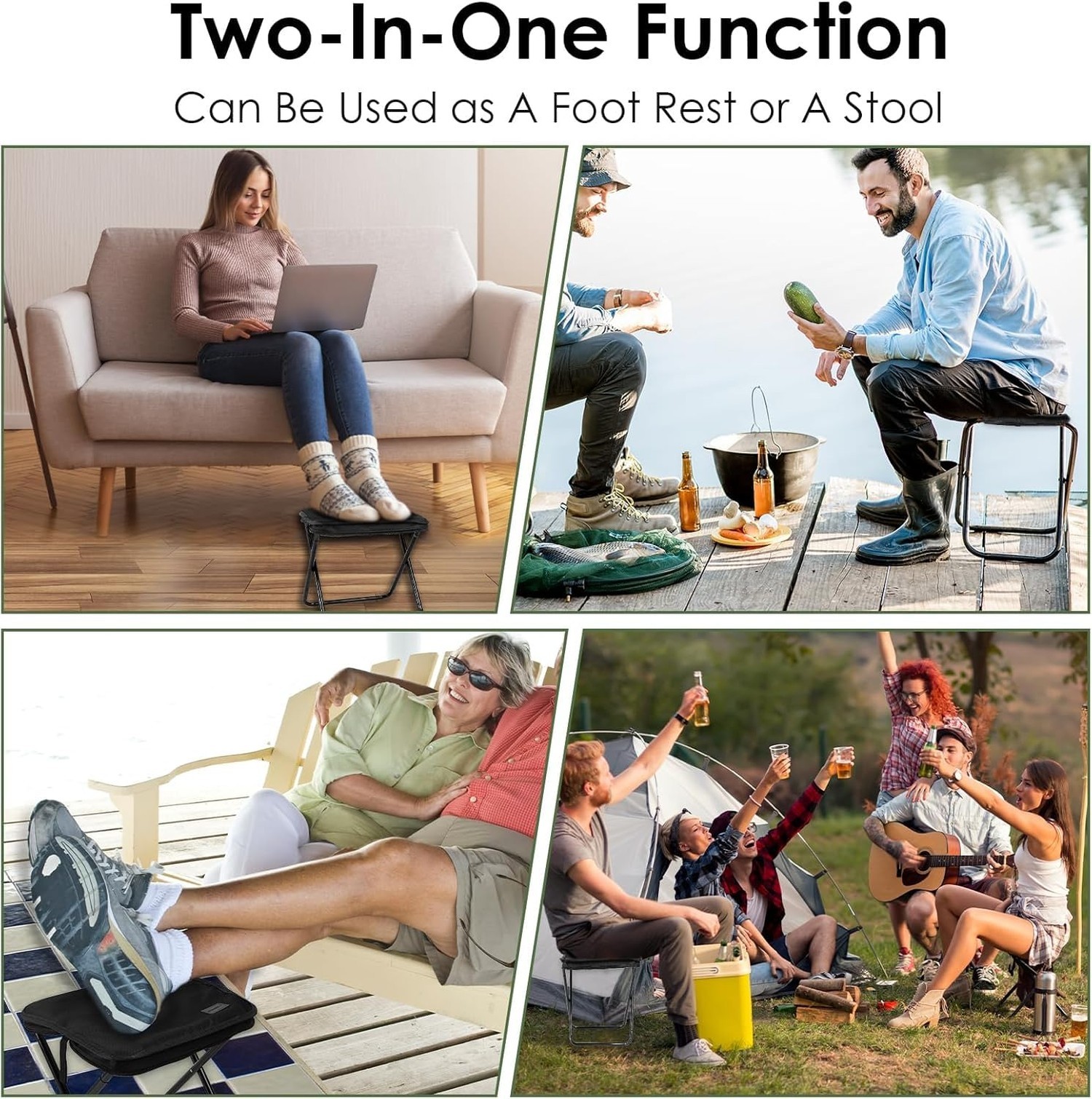 Portable Folding Stool Chair – Lightweight Compact Camping Stool with Carr
