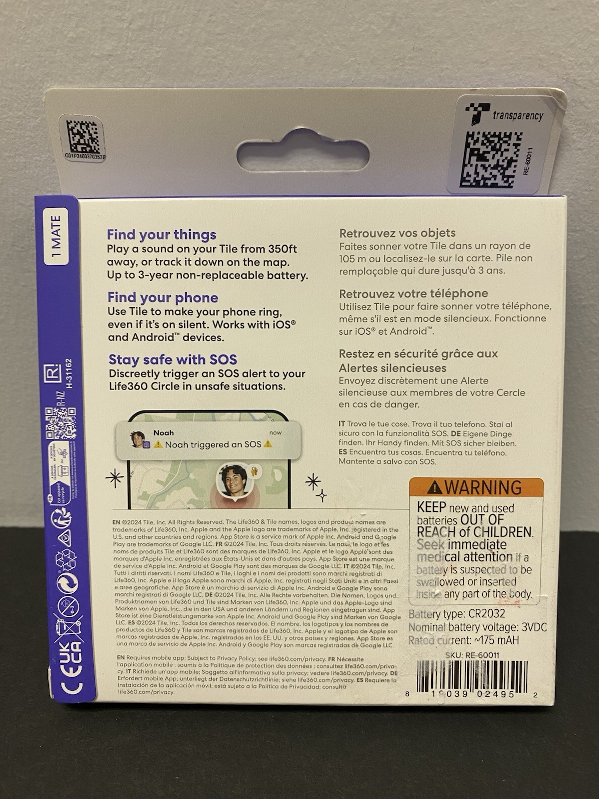 Life360 Tile Mate: Bluetooth Tracker for Apple iOS & Android, New
