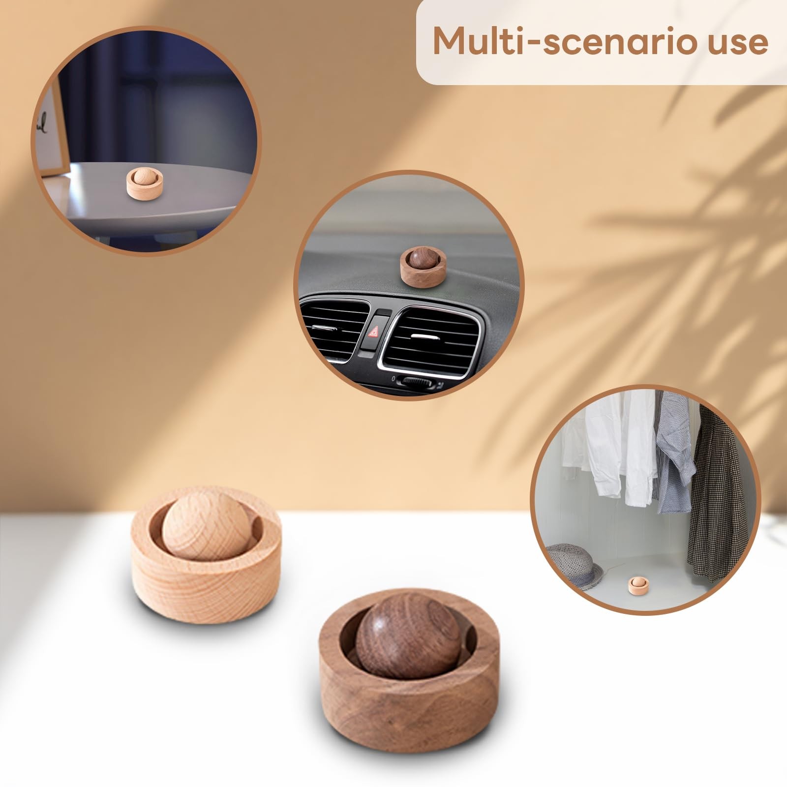 Wooden Essential Oil Diffuser - Round Ball Aromatherapy Medium, Walnut