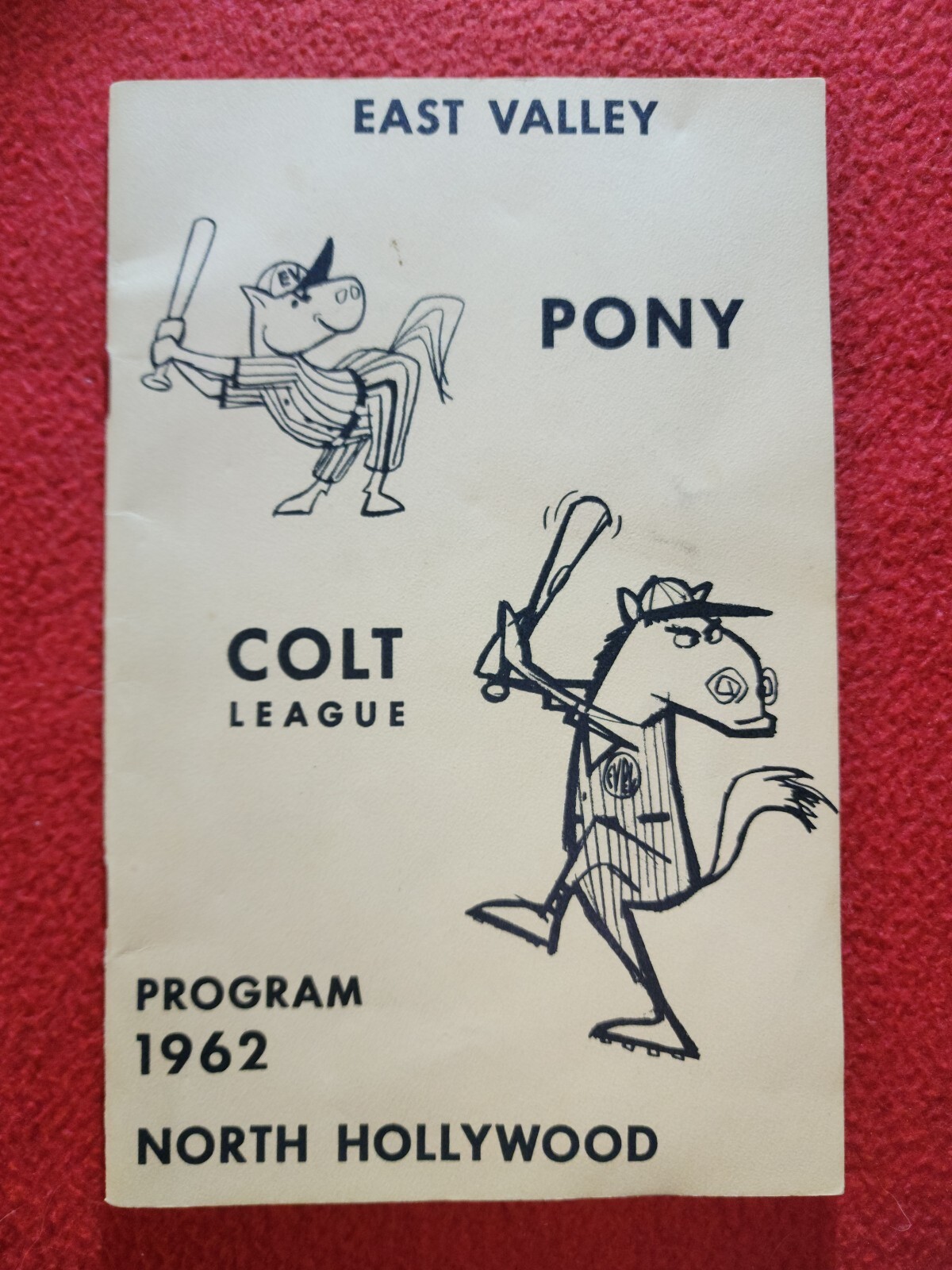 1962 East Valley Pony Colt League Baseball Program - North Hollywood - Californi