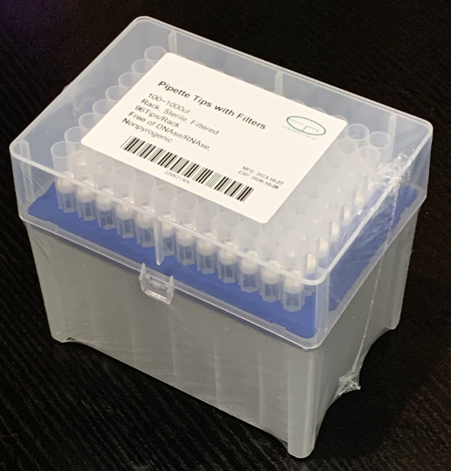 100- 1000 uL Pipette tips with Filters (Rack of 96 Tips)