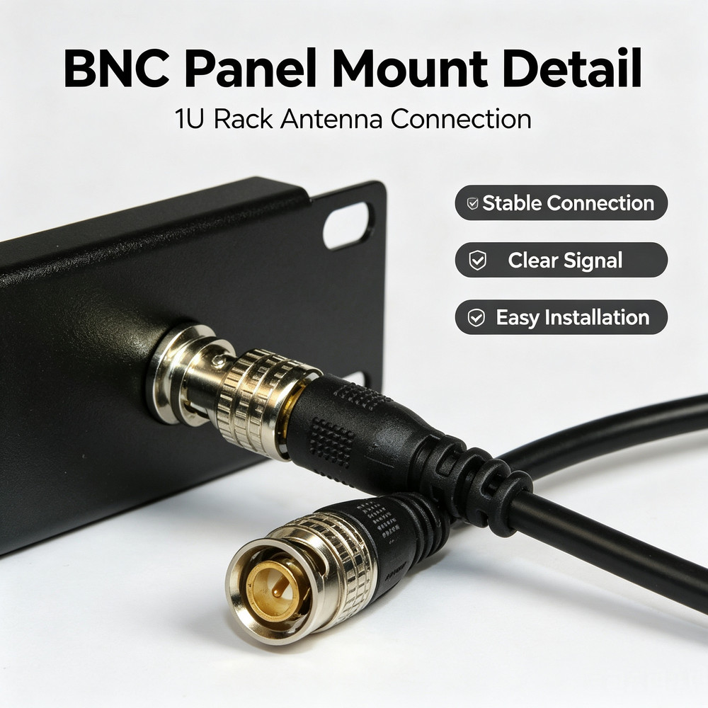 1U Front Mount Antenna Rack Kit for Shure, Sennheiser, Audio Technica, Samson