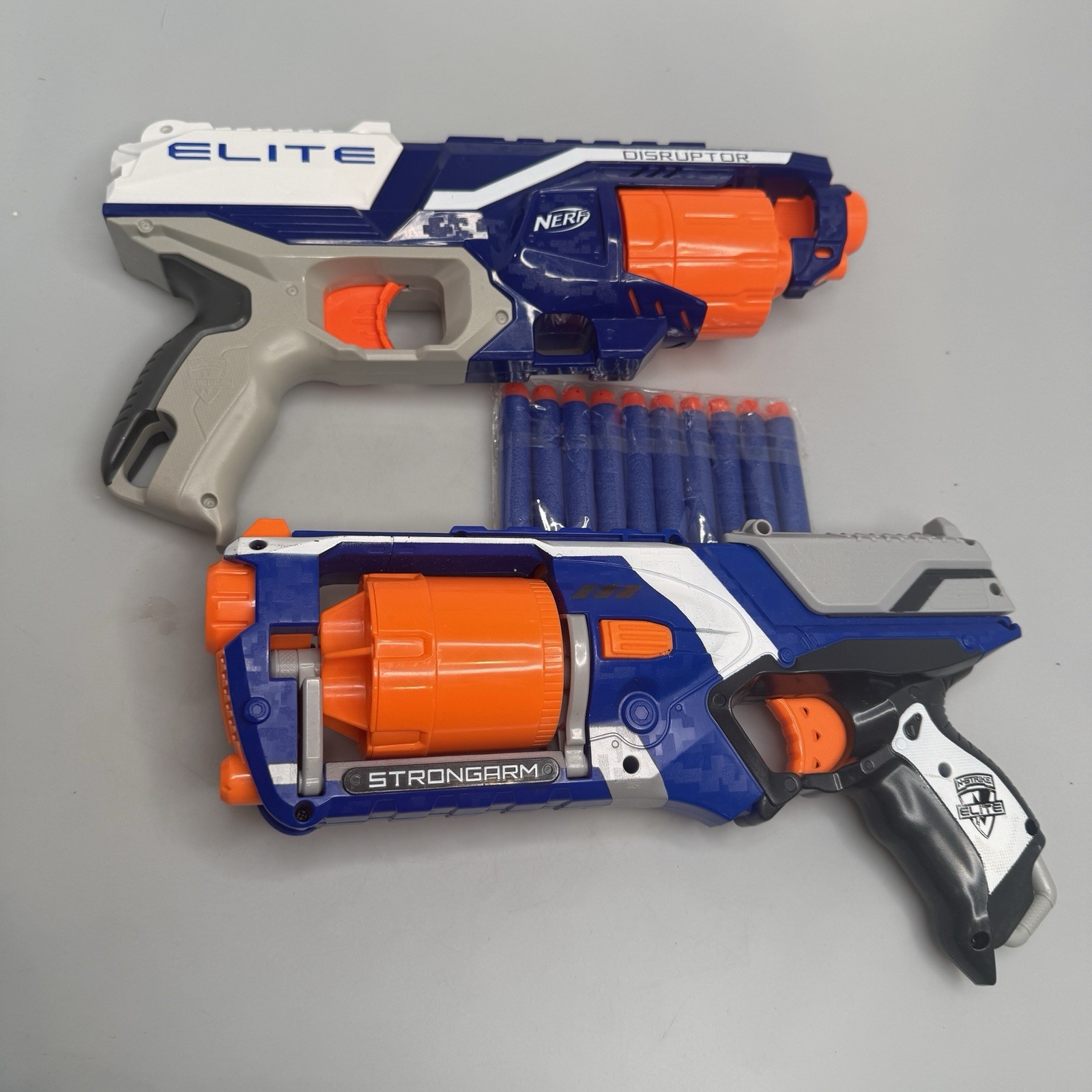 NERF N-Strike Elite Disruptor & Strongarm Blaster Lot 2 w/ 10 Darts EUC
