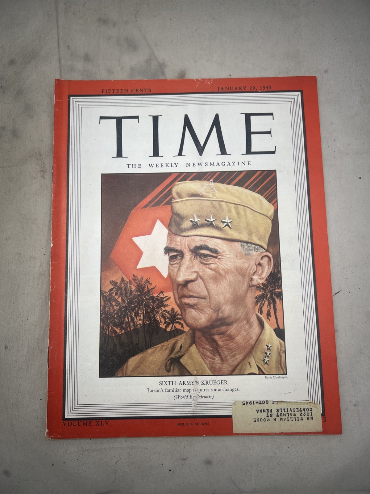 WW2 US Time Magazine Sixth Army’s Krueger January 1945 (BB856