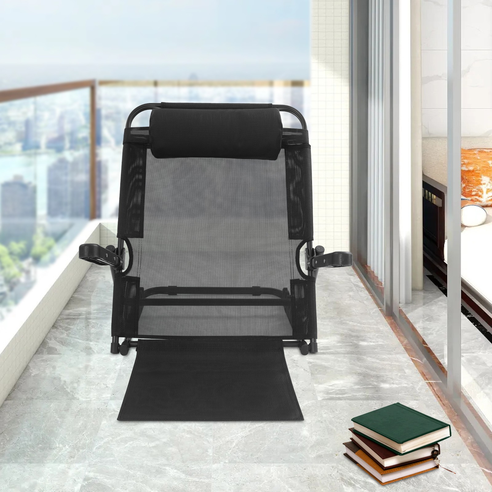 Adjustable Lifting Bed Backrest W/ Armrest Portable Backrest seat for Tatami