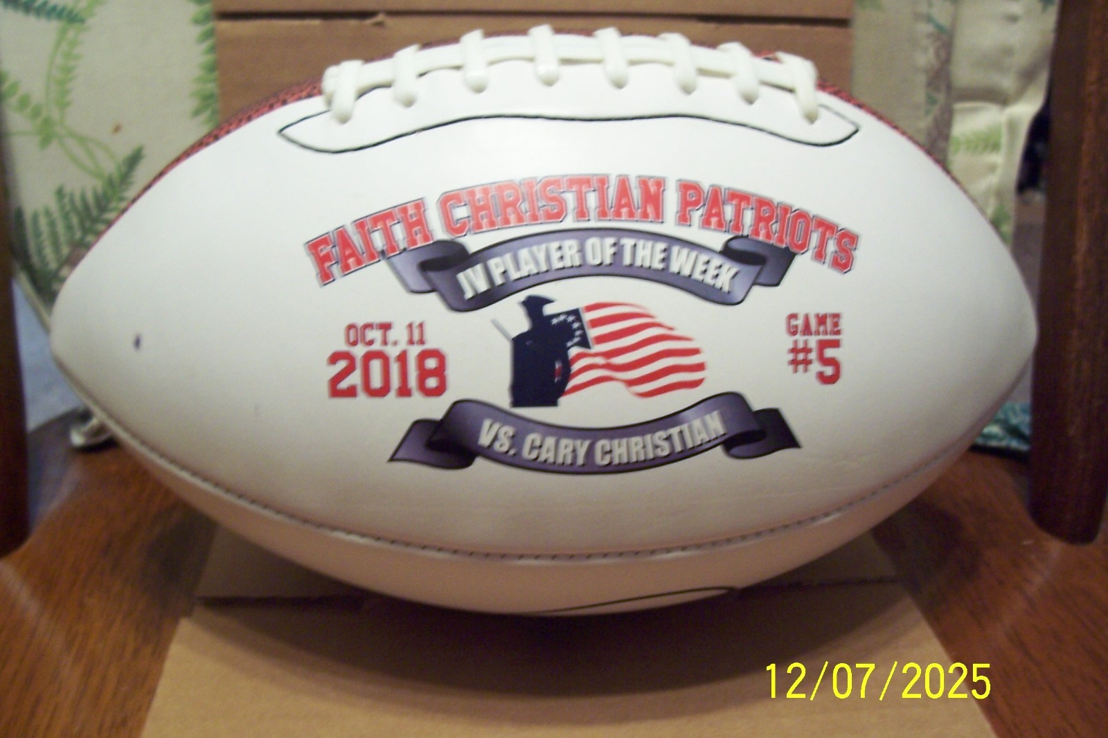Faith Christian Patriots JV Player of The Week Football - 10.11.18 Game #5