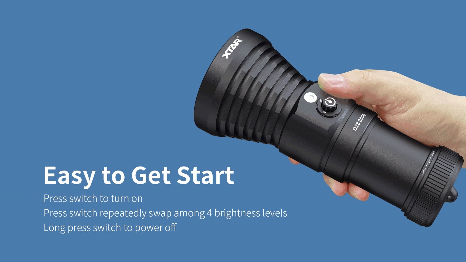 XTAR D28 3600 Lumen Diving Flashlight FULL SET + SILICON GREASE - 2023 MODEL