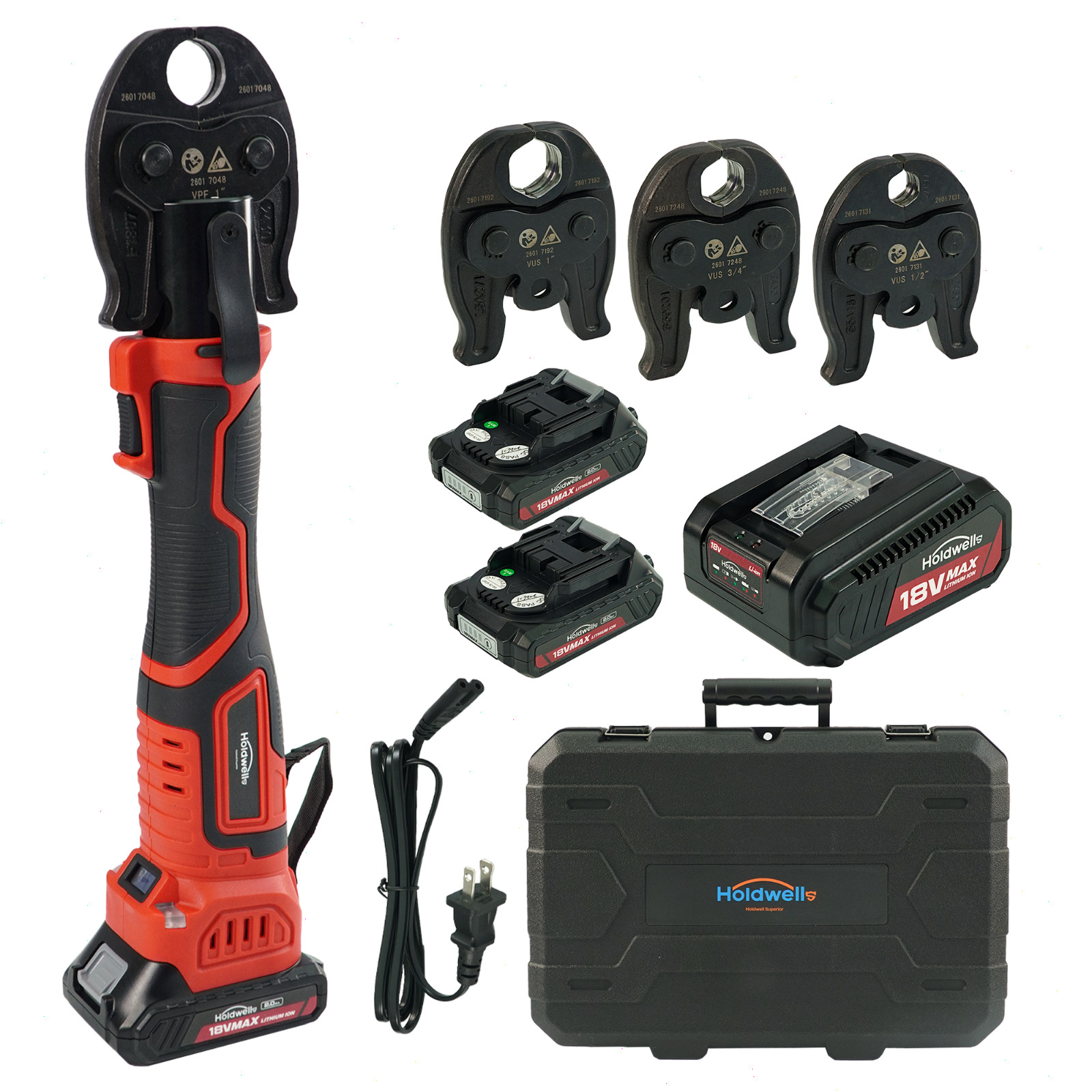 ProPress Mini Press Tool Kit, 18V Electric Pipe Crimping Tool for 1/2", 3/4", 1"