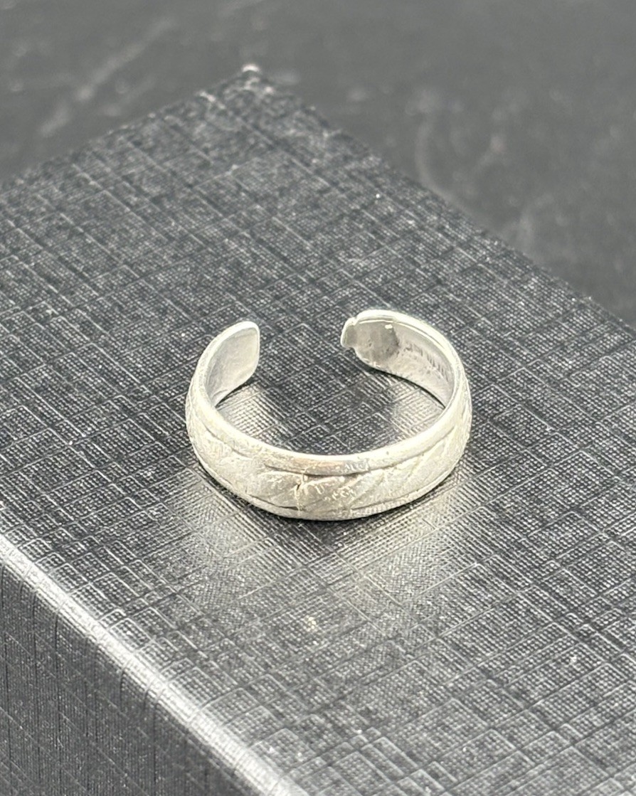 Worn Rope Print Old Sterling Silver VTG Toe Ring ADJ