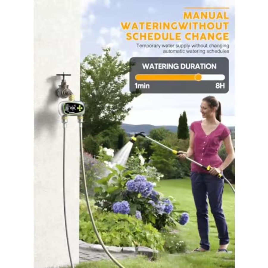 Water Timer for Garden Hose - 2 Zone Sprinkler Controller with Brass Inlet...