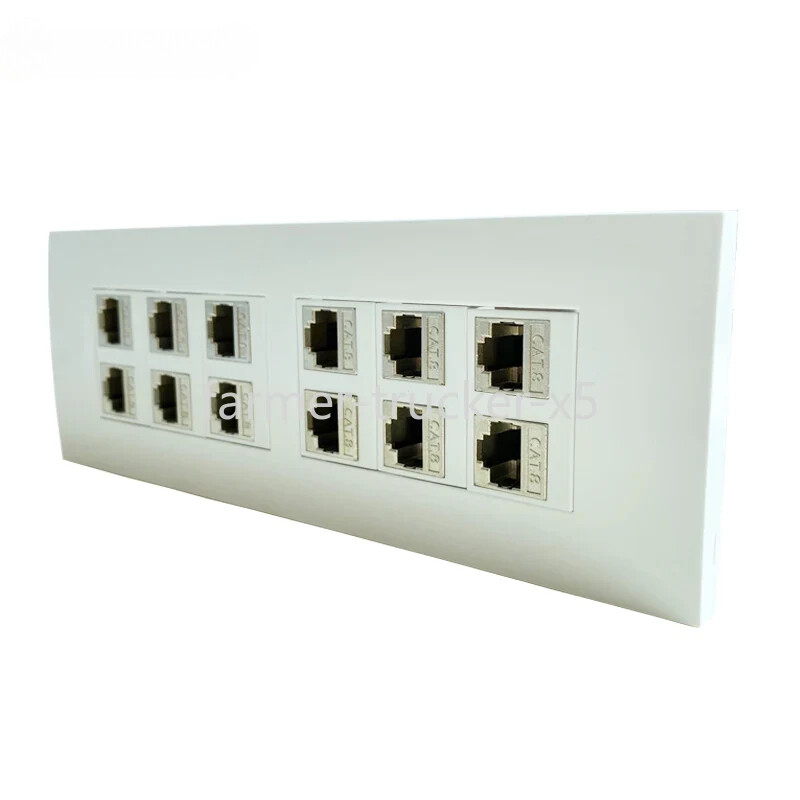 12 Ports Shield CAT8 RJ45 Wall Faceplate Connector 40Gbps Speed CAT.8 Interface