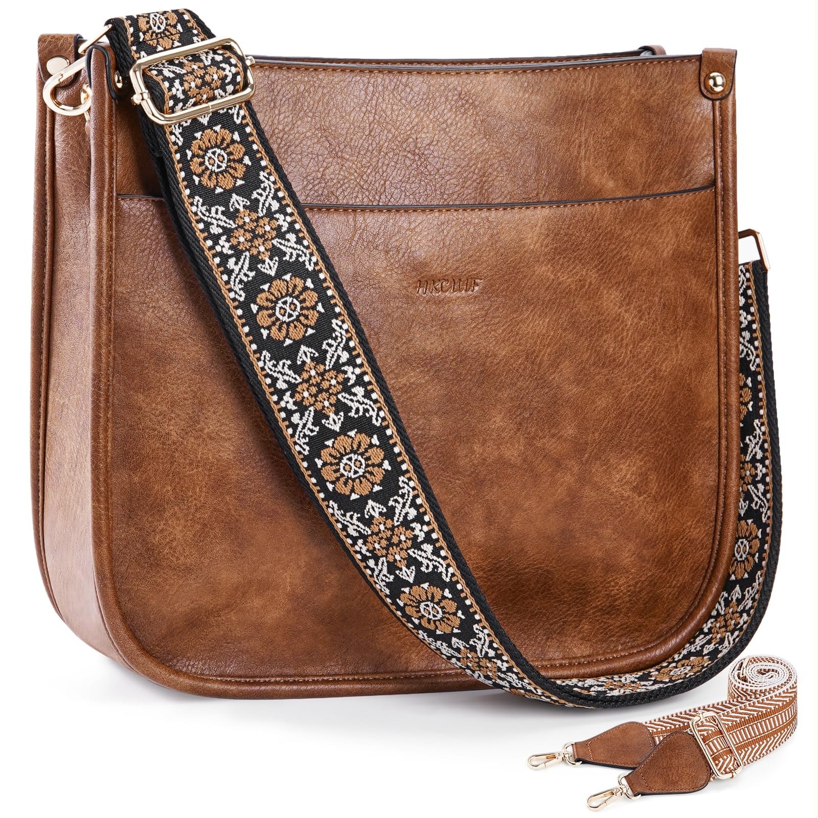 HKCLUF Crossbody Bags for Women Trendy Vegan Leather Hobo Handbags With 2PCS ...