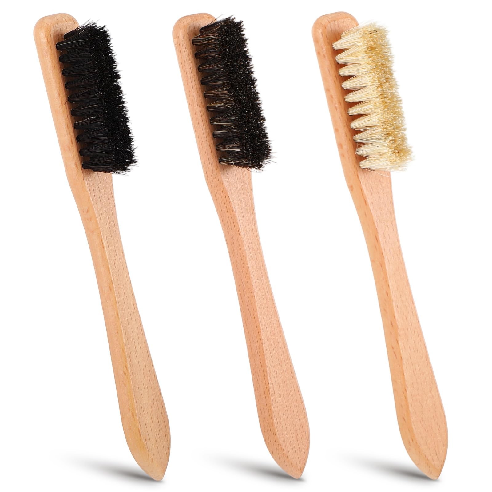 3 Pcs Wood Laundry Stain Brush Set With Boar And Horse Hair Bristles, Stain R...