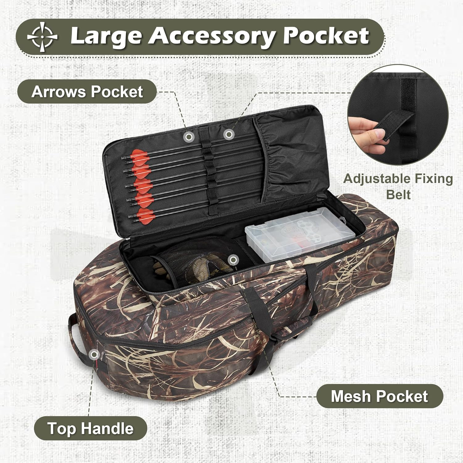Soft Compound Bow Case, Padded Crossbow Case with Arrow Pocket and Backpack Stra