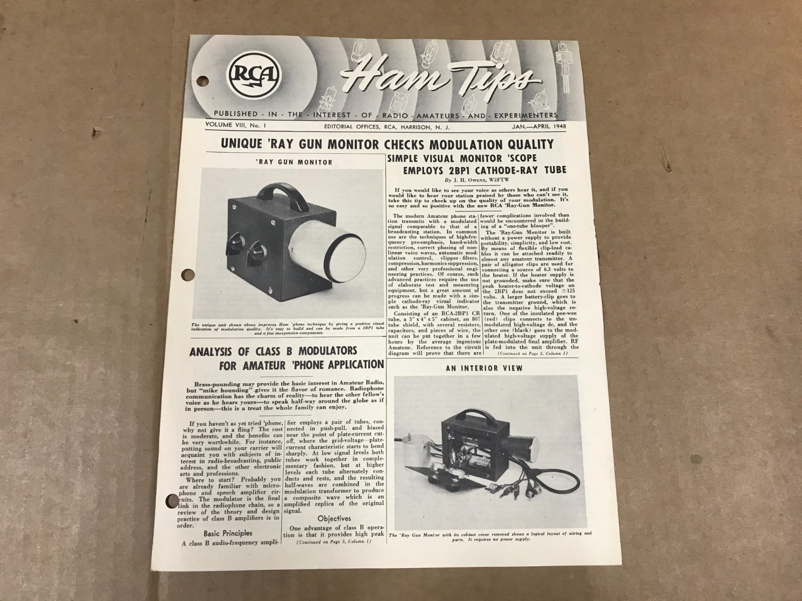 Vintage RCA Ham Tips Booklet - Vol. 8 No. 1 - January-April 1948