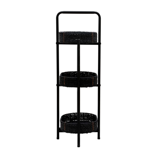 Small Handwoven Side Tables 3-Tier Oval Organizer Portable Storage Shelf