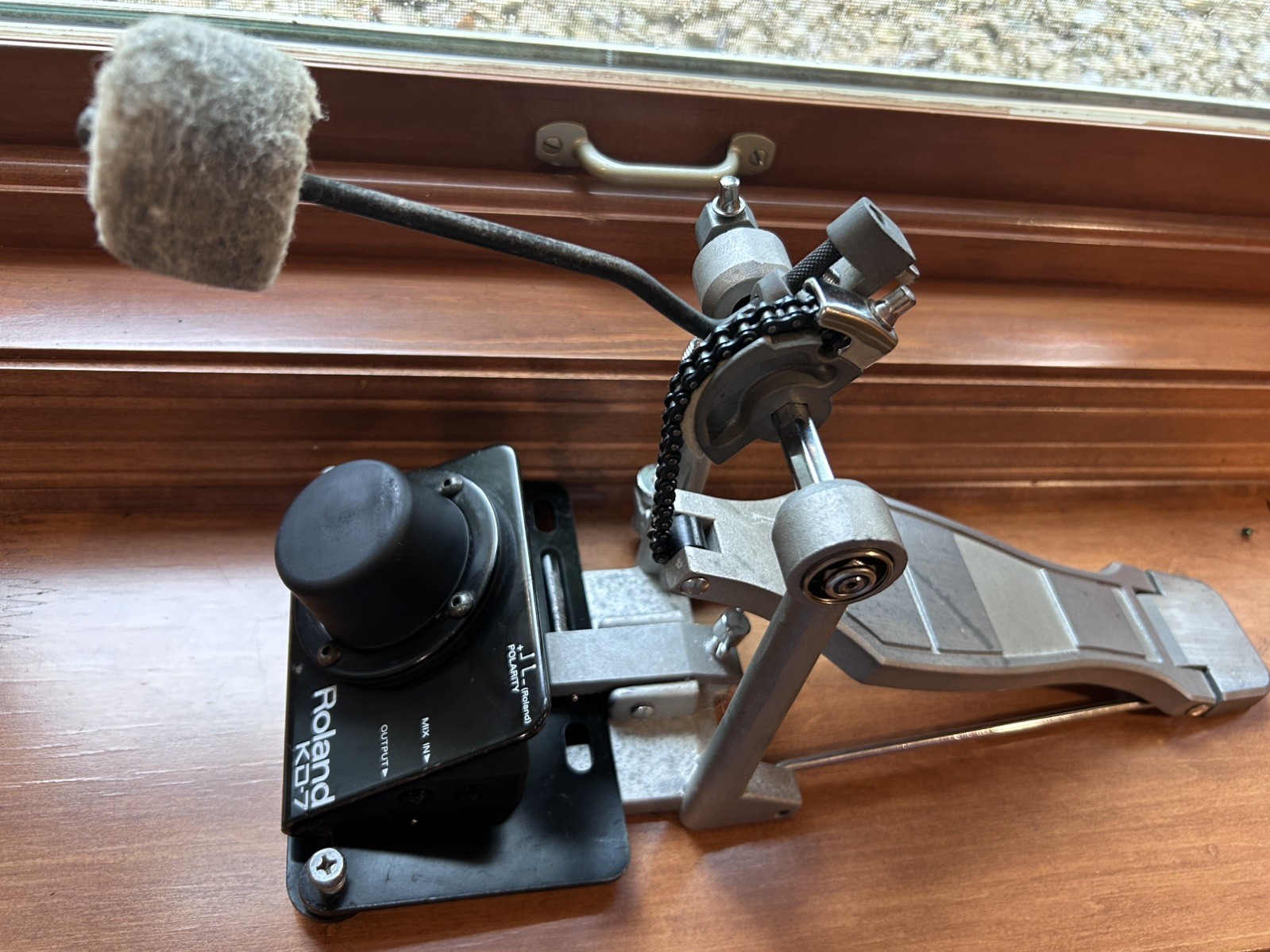 Roland KD7 Kick Drum Trigger Unit With Bass Drum Kick Pedal ngled Beater TESTED